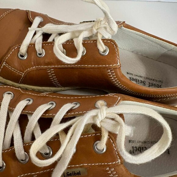 Josef Seibel Leather Sneakers – Tan Lace-Up – Made in Bulgaria Size 38 (7) - Picture 7 of 7